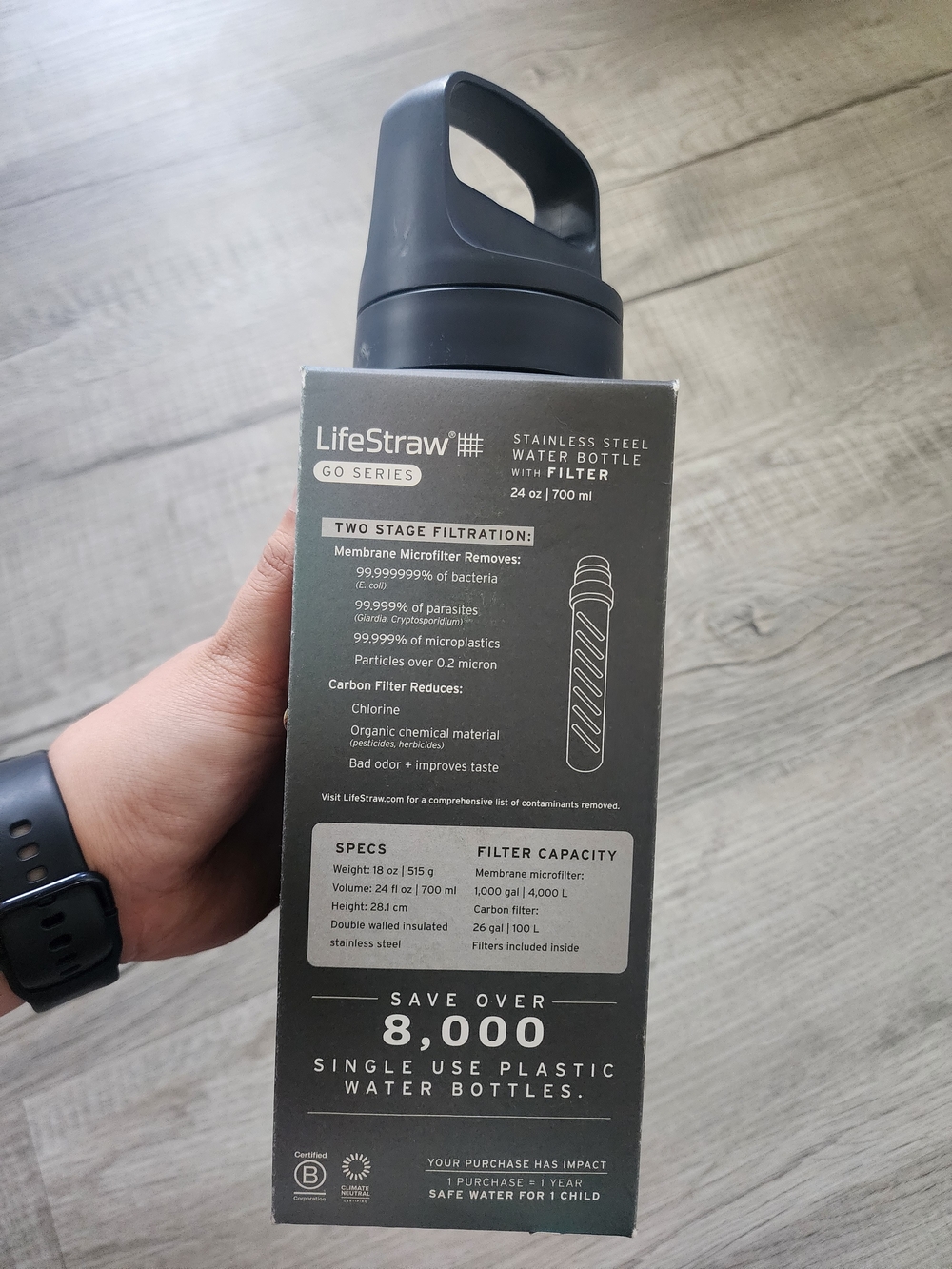 Stainless Steel Water Bottle with Filter - Blue
